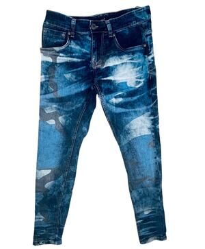 Copper Rivet Navy Camo Skinny Jeans Mens 30 x 30 Street Wear